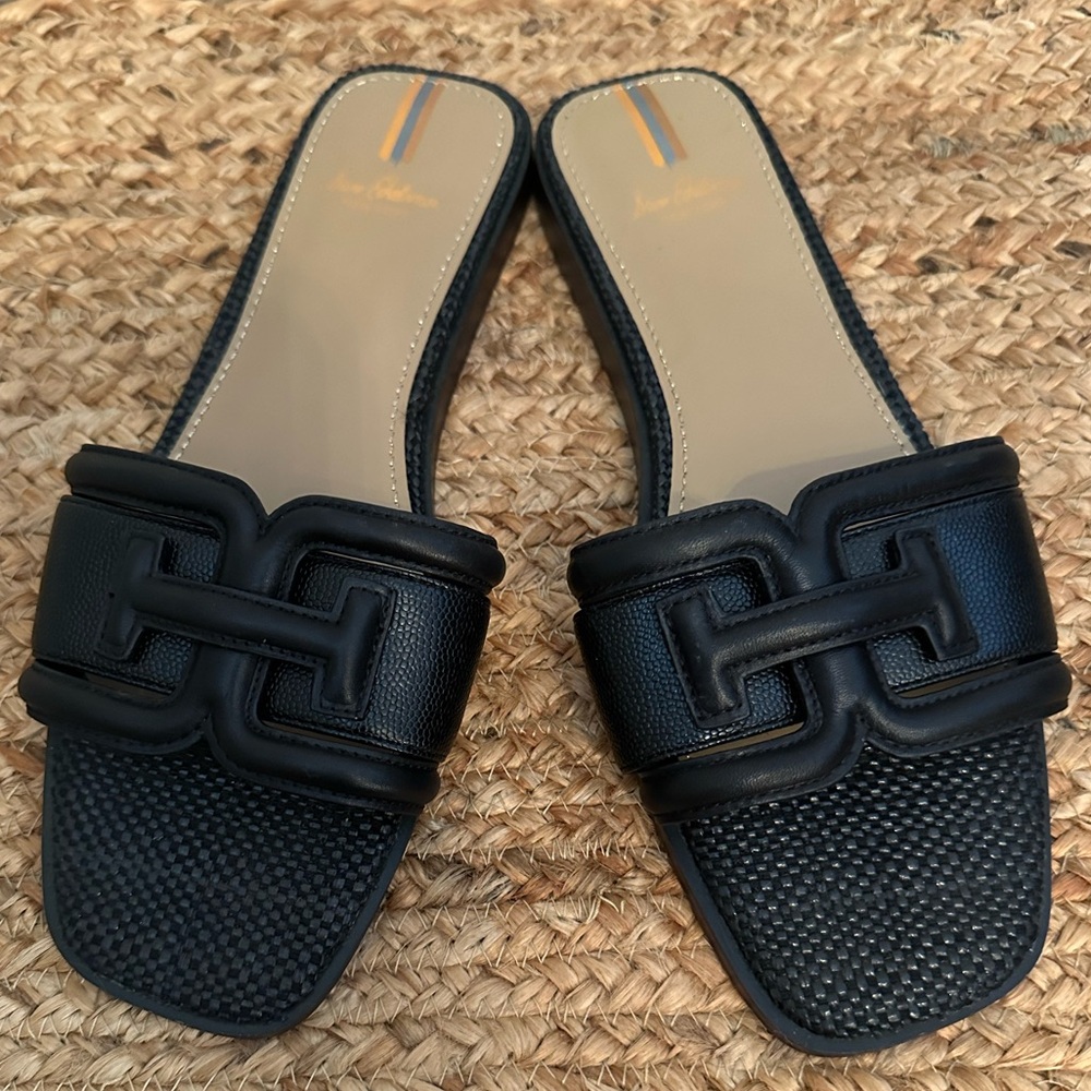 SAM EDELMAN Irina Slide Sandal - Black Leather Size 7 - Picture 2 of 8